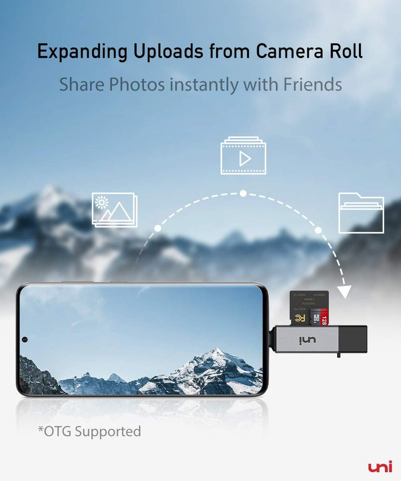 SD Card Reader, uni USB C Memory Card Reader Adapter USB 3.0, Supports SD/Micro SD/SDHC/SDXC/MMC, Compatible for MacBook Pro, MacBook Air, iPad Pro 2018, Galaxy S20, Huawei Mate 30, and More
