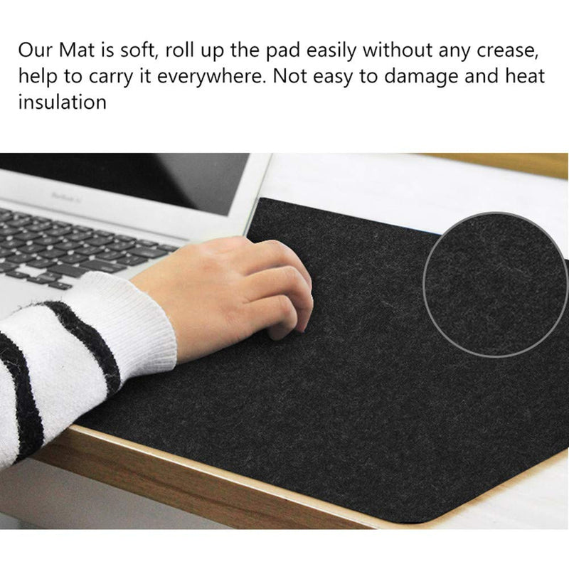 Desk Pad, Desk Blotter Desk Mat Mouse Pad Anti-Static Felts Table Mouse Mat Non-Slip Desk Laptop Pad with Good Insulation for School Office Table Pad(Black) Dark Gray