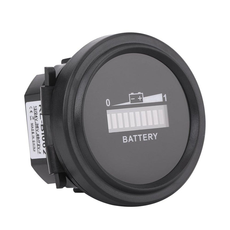 Battery Indicator LED Digital Battery Meter Indicator 12V 24V 36V 48V 72V Round Meter Gauge Charge Status Monitor Controller Tester for Carts Boat Marine Tractor Motorcycle Truck Car