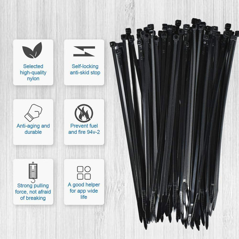 Black Cable Tie Zip Self Adhesive Mounts Set, Cable Base Holders with Multi-Purpose Sticky Pads 100 sets