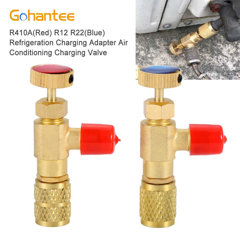 gohantee R12 R410 Refrigerant Charging Valve, R12 R22-1/4“ Male to 1/4” Female, R410-1/4" Male to 5/16" Female, Safety Adapter Flow Control Ball Valve for R12 R22 R410 Air Conditioner Manifold