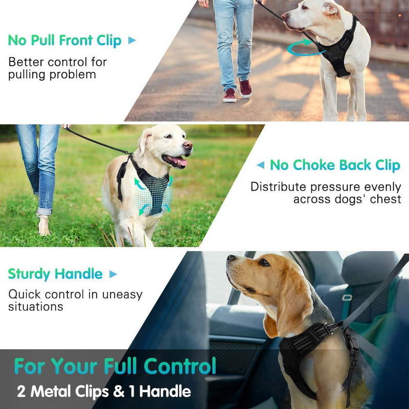 Eagloo Dog Harness No Pull, Walking Pet Harness with 2 Metal Rings and Handle Adjustable Reflective Breathable Oxford Soft Vest Easy Control Front Clip for Small Medium Large Dogs Small (Pack of 1) Black