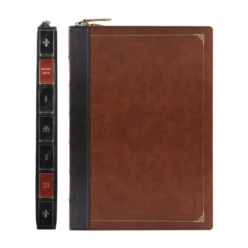 MOSISO Compatible with MacBook Air 13 inch Case A1466 A1369 Older Version 2010-2017 Release, PU Leather Laptop Sleeve Vintage Retro Zippered Book Folio Cover, Brown