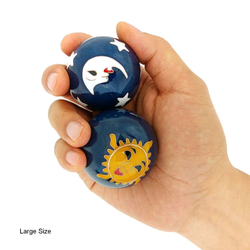 Top Chi Sun and Moon Baoding Balls with Bamboo Stand (Large 2 Inch) Large 2 Inch