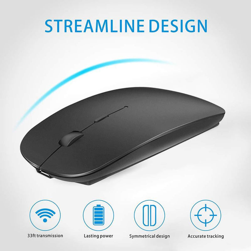 Rechargeable Bluetooth Mouse for MacBook pro/MacBook air/Laptop/iPad/iMac/pc, Wireless Mouse for MacBook pro MacBook Air/iMac/Laptop/Notebook/pc(Bluetooth Mouse/Black) Bluetooth Mouse/Black