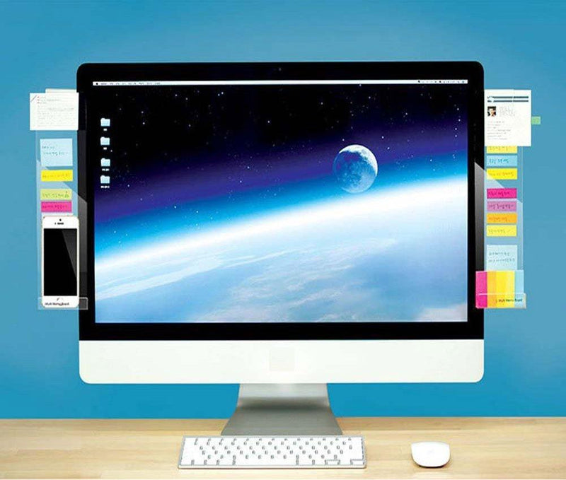 LRZCGB Monitor Memo Board,Acrylic Monitor Sticky Note Holder Transparent Monitor Message Board Reminder for Computer Monitors Screen (Left&Right&200 Pcs Sticky Notes in One Set) Left&right