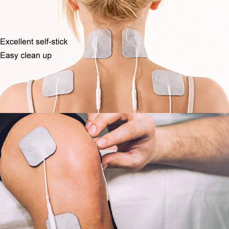 TENS Unit Pads 100Pcs Wired Self-Adhesive Electrodes Premium Replacement Pads for TENS Units - 2x2 Inches (2x2-100Pcs) 2x2-100pack