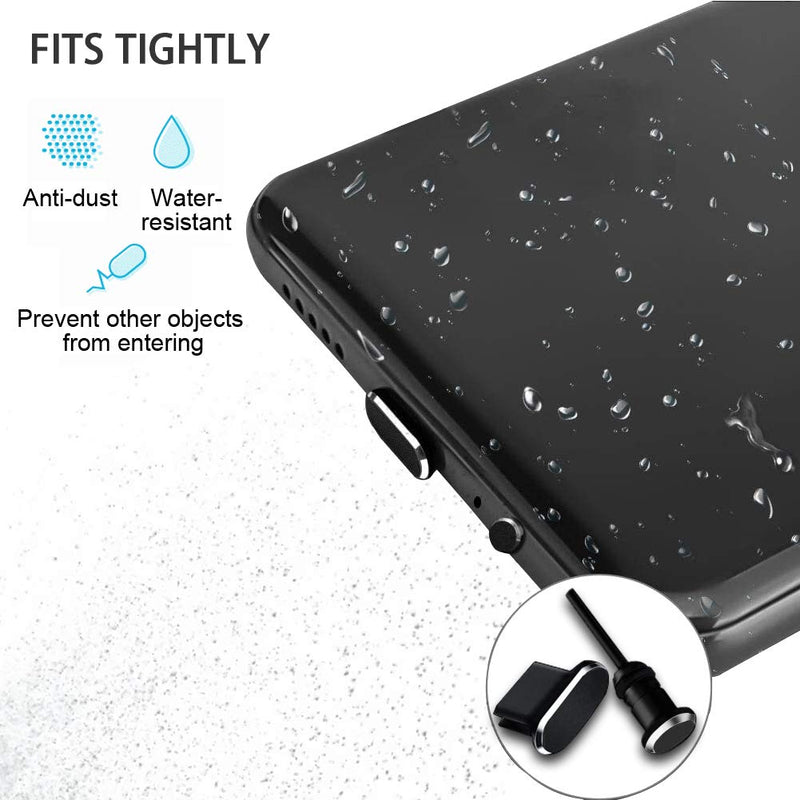 VIWIEU USB C Anti Dust Plugs Assorted Colors, Type C Port Cover with Dual Use 3.5mm Earphone Plug,Dust Cap Plugs Protectors Compatible with Android USB C Charging Port Black