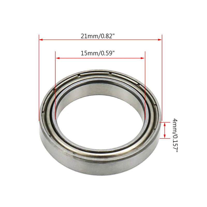 Rannb 6702ZZ Deep Groove Ball Bearing Double Shielded Bearings 15mm x 21mm x 4mm - Pack of 5