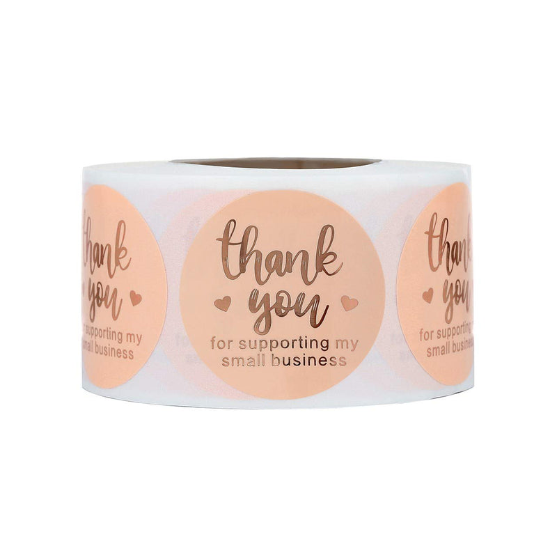 Yoption 1.5" Round Thank You for Supporting My Small Business Stickers, 500pcs Rose Gold Mailing Supplies Labels Per Roll Thank You Rose Gold