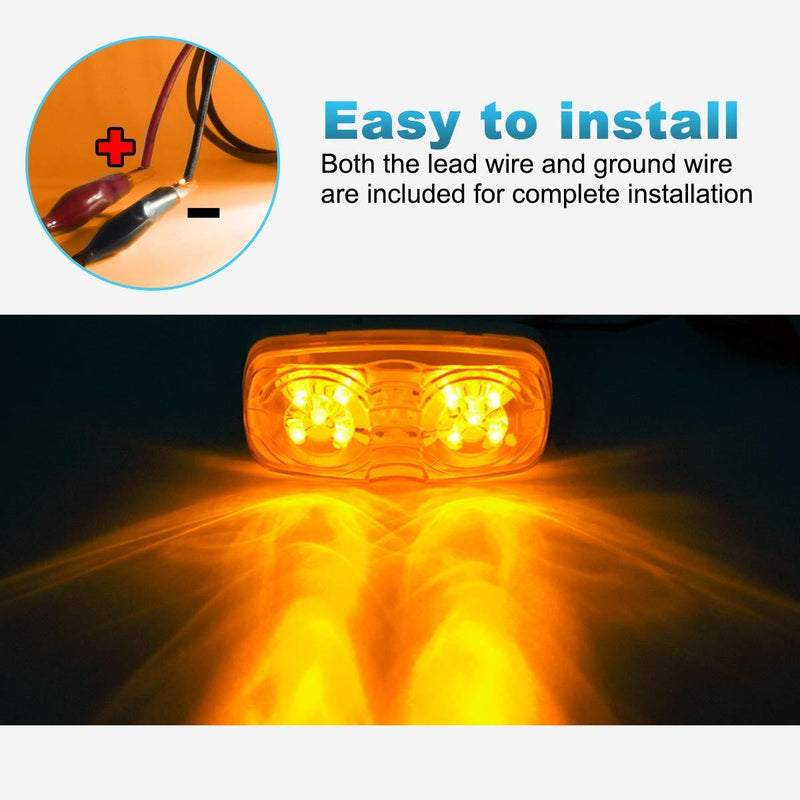 Partsam 10x Double Bubble Bullseye Side Marker Light 10LED Bulls Tiger Eye Amber Trailer