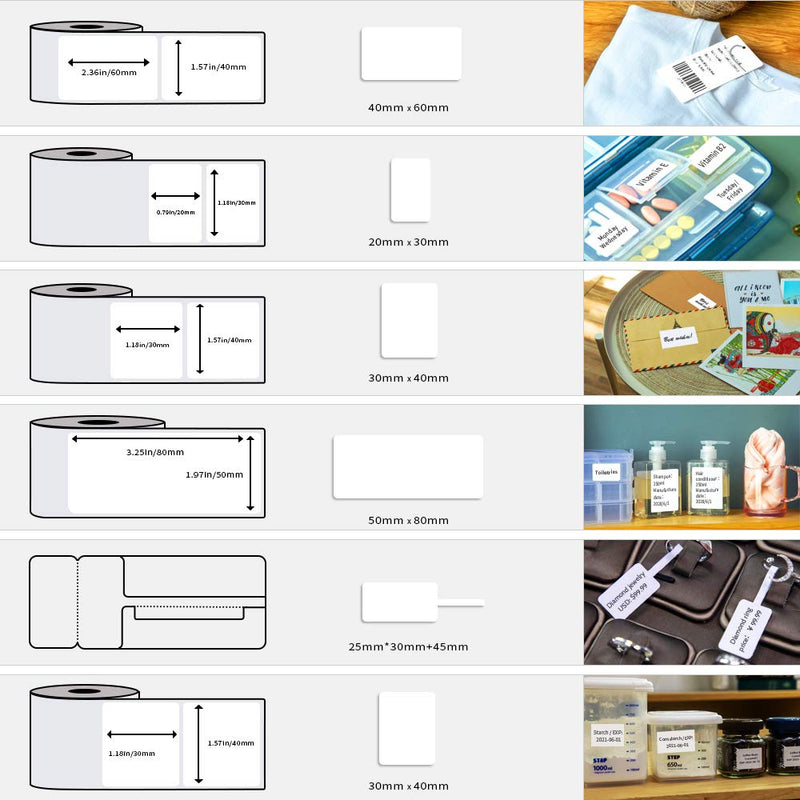 3 Roll Phomemo M110 Label Paper, Jewelry Price Label Paper Use with M110 Bluetooth Label Printer, 70x30mm (2.75''x1.2'') Thermal Sticker Label for Retail, Small Business, 300 Labels 2.75''x1.2''(70x30mm)