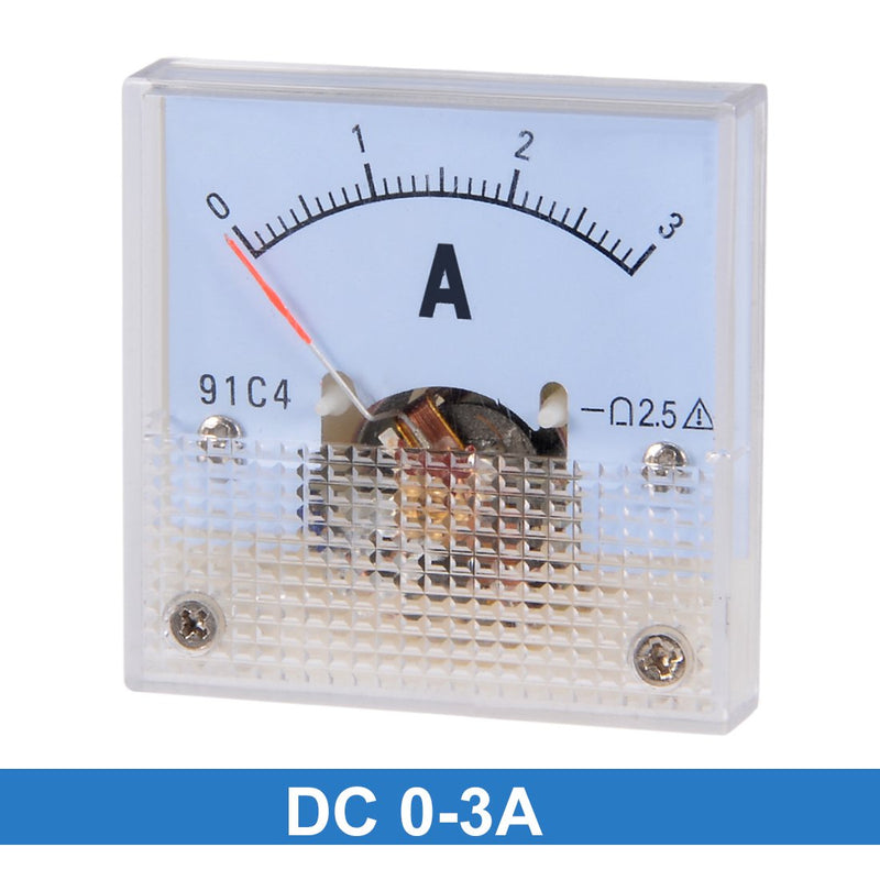 uxcell Analog Current Panel Meter DC 0-3A 91C4 Ammeter for Circuit Testing Charging Battery Ampere Tester Gauge Pack of 1