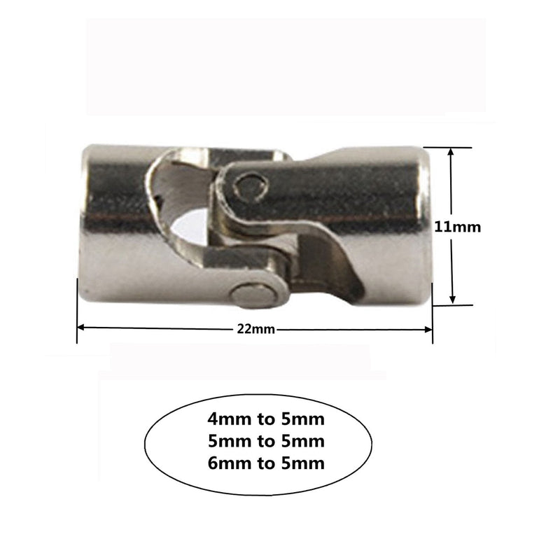 2 Pack Universal Joint Shaft Coupler Coupling Steering Connector for RC Car Crawler Boat,4mm to 5mm