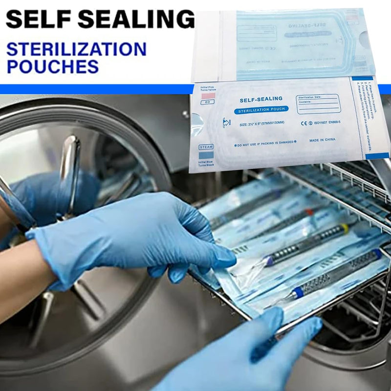 Sterilization bags, self-sealing sterilization bags, closure sterilization bags, disposable sterilization bags, dental self-sealing sterilization bags, disposable sterilization bags,