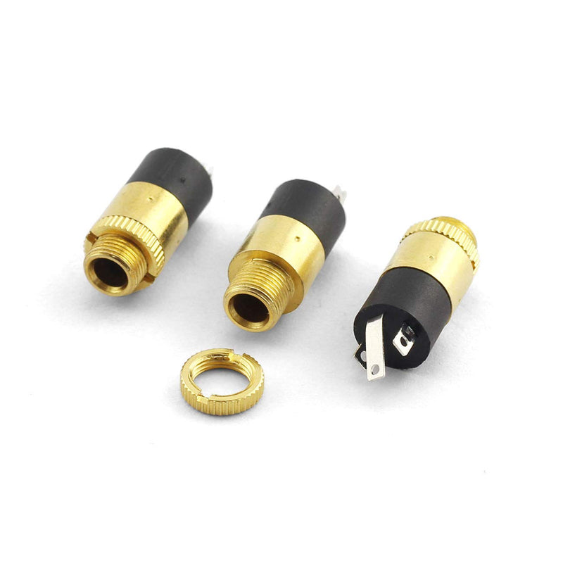 E-outstanding 5pcs Gold Plated 3.5mm Female Stereo Panel Mount Jack Connector, Audio Headphone Metal Connector