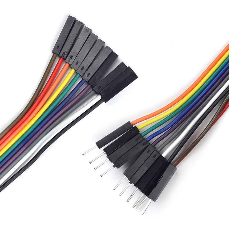 UCTRONICS Breadboard Alligator Clip Jumpers - Gator to Male and Female Jumper Wires Test Lead 2x10pcs 8 inch for Power Supply,LED Strips, Multimeters, Arduino Lilypad and Raspberry Pi