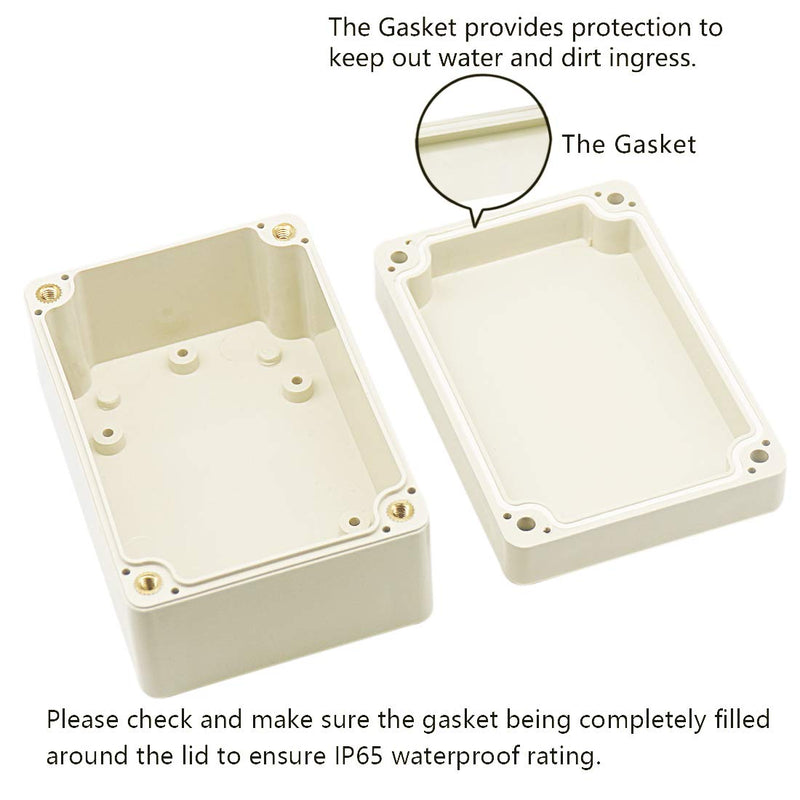 Zulkit Junction Box ABS Plastic Dustproof Waterproof IP65 Universal Electrical Boxes Project Enclosure Gray 3.9 x 2.7 x 2 inch (100 x 68 x 50 mm) 3.9" x 2.7" x 2"