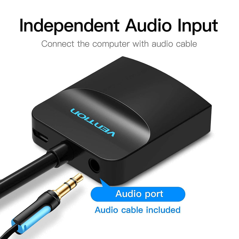 VGA to HDMI Adapter with Audio, (PC VGA Source Output to TV/Monitor with HDMI Connector),VENTION 1080P VGA to HDMI Adapter Cable for Computer, Desktop, Laptop, PC, Monitor, HDTV (0.49FT/0.15M) 0.49FT/0.15M