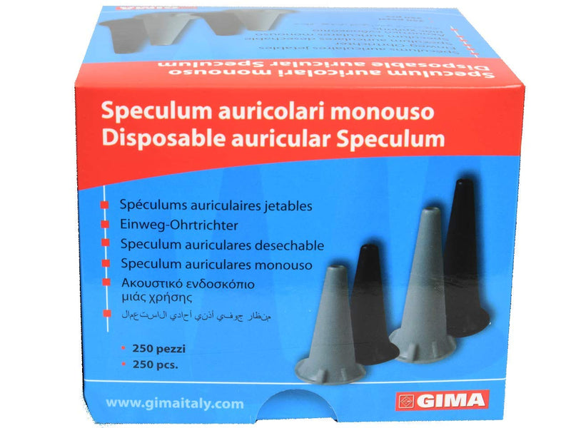 GIMA - Mini disposable ear speculum, Ø 4 mm, gray color, latex free, pack of 250 pieces gray