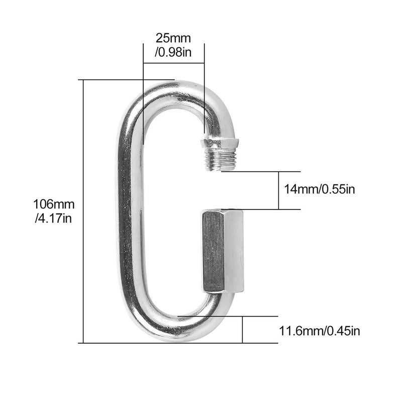 2 Packs Quick Link M12 12mm Stainless Steel Chain Connector by KINJOEK, Heavy Duty D Shape Locking Looks for Carabiner, Hammock, Camping and Outdoor Equipment, Max. Load 2497 Lb 2 Pack M12