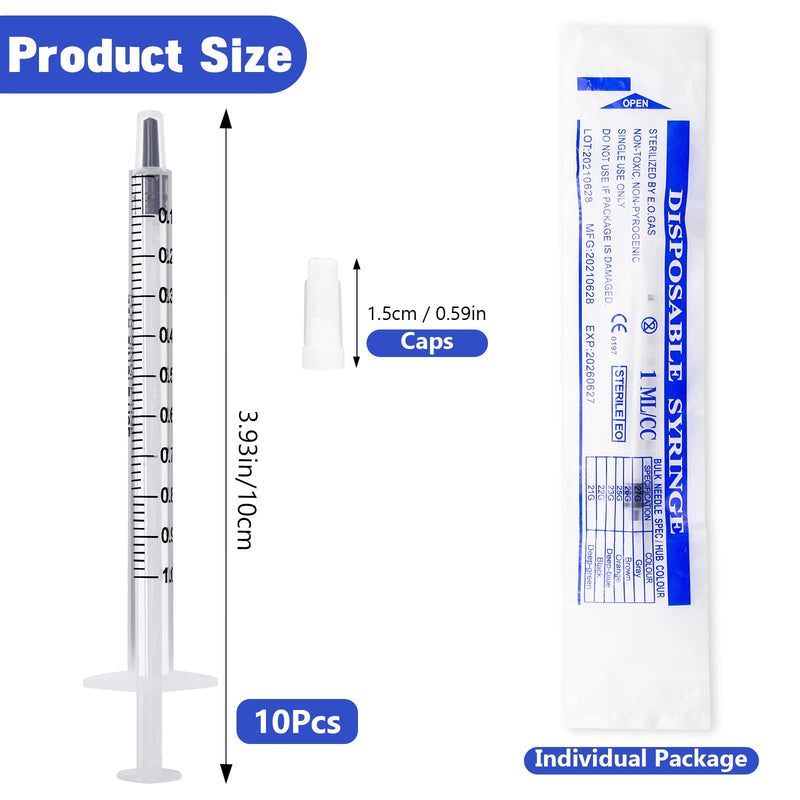 Pack of 10 1ml Syringe with Luer Plastic Syringe Without Needle for Refilling and Measuring Oil Glue Applicator of Liquids Feeding Pets Scientific Laboratories 10