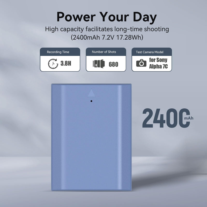 SmallRig NP-FZ100 2400mAh Camera Battery for Sony A7R V, A7 IV, A7S III, USB-C 2.5H Fast Charging Rechargeable Battery for Sony A7R IV, A7R III, A7 III, A7C, A6600, A6700, FX3, FX30, ZV-E1, A9II- 4265