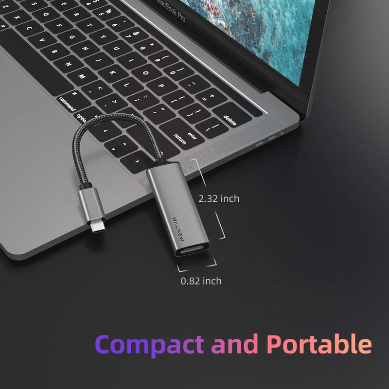 USB C to HDMI Adapter (4K@60Hz), WALNEW USB Type-C to HDMI Adapter (Thunderbolt 3 Compatible), HDMI to USB C Adapter for MacBook Pro/Air, iPad Pro, Pixelbook, Dell XPS, Samsung Galaxy and More (Gray) Gray