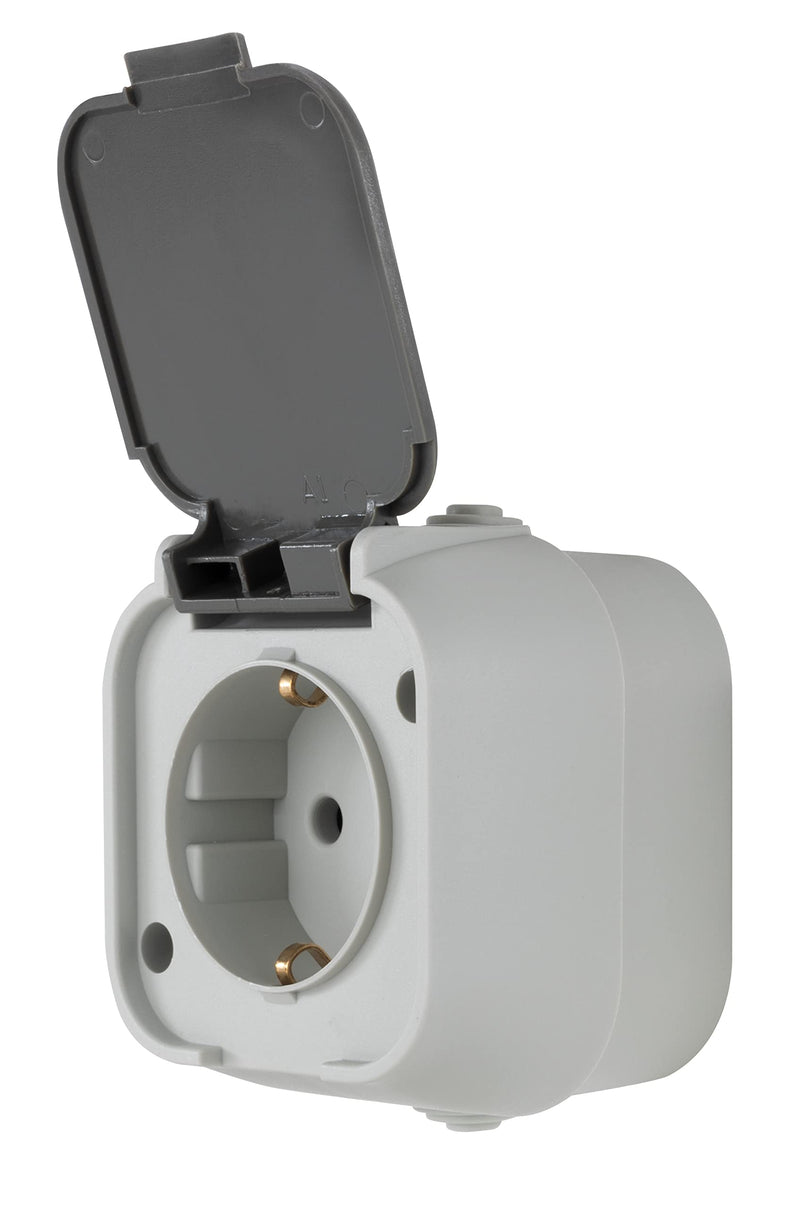 REV 0510216777 Standard, moisture-proof socket, surface-mounted, gray single 1-way sockets