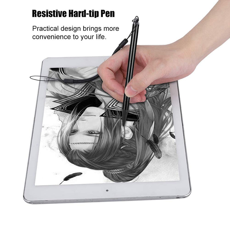 Wendry Resistive Hard-tip Pen Compatible with All Resistive Touch Screen Devices Screen Touch Painting Pen Resistive Stylus with Spring Rope for POS PDA Navigator (Black) BLACK