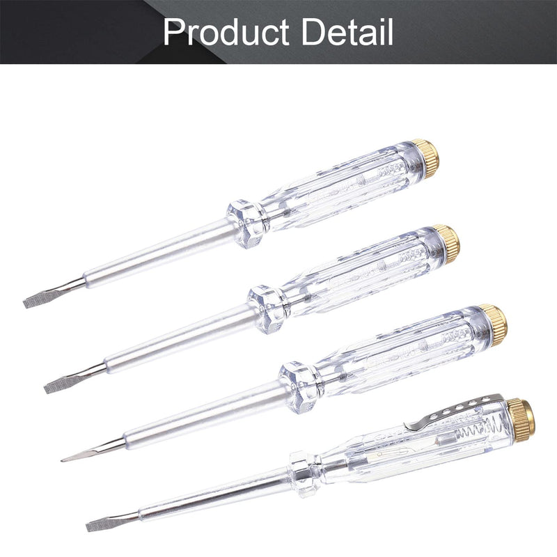 Fielect 5Pcs Tester Screwdriver, Voltage Tester Light Circuit Tester Electric Test Pen Screwdriver AC100-500V Clear