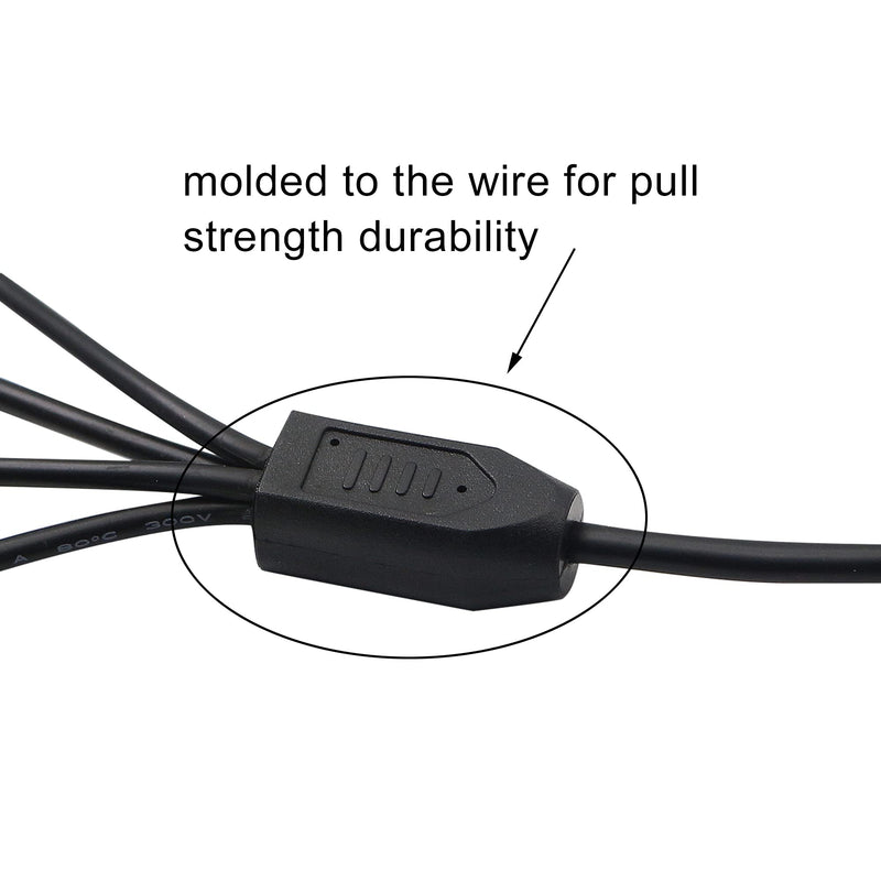 PNGKNYOCN 35cm DC Power Splitter Cable 5.5mm x 2.1mm DC Jack Plug 1 Female to 4 Male Splitter Cable,Y Splitter Adapter Wire,for CCTV Cameras DVR, LED Light Strip (2 Pack)