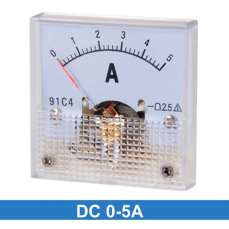 uxcell Analog Current Panel Meter DC 0-5A 91C4 Ammeter for Circuit Testing Charging Battery Ampere Tester Gauge Pack of 1