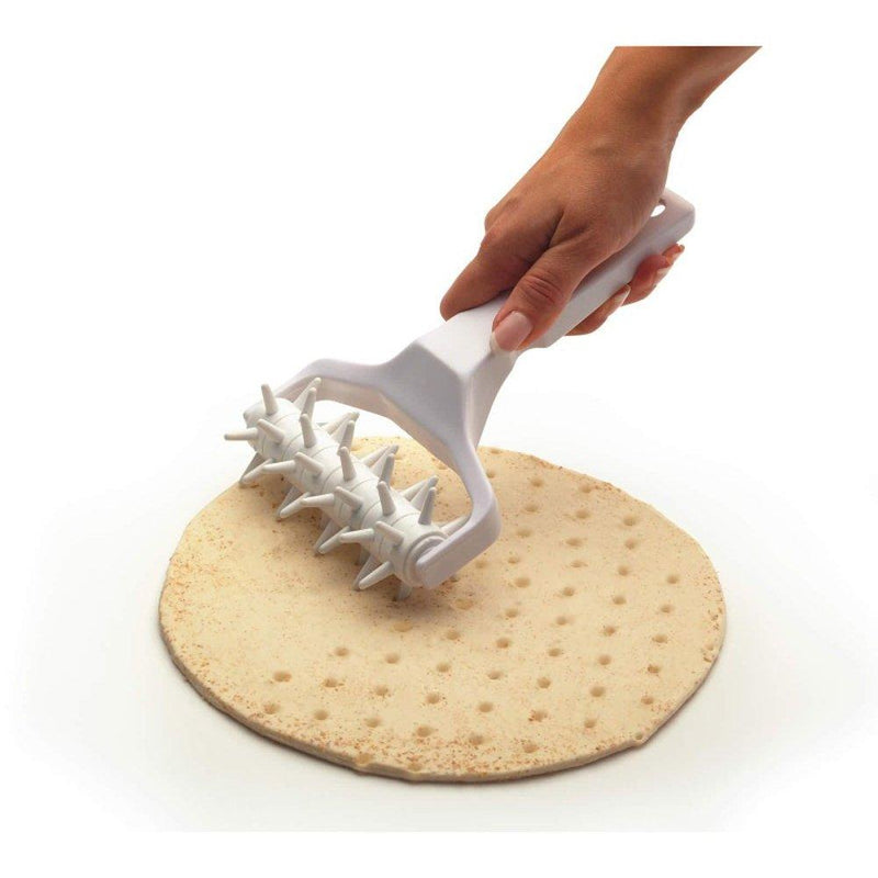 Meta-U Time-Saver Pizza Dough Roller Docker - Dough Blistering Killer - Buy One Get Three (Pizza Cutter and Pastry Scraper) - Gift Package White