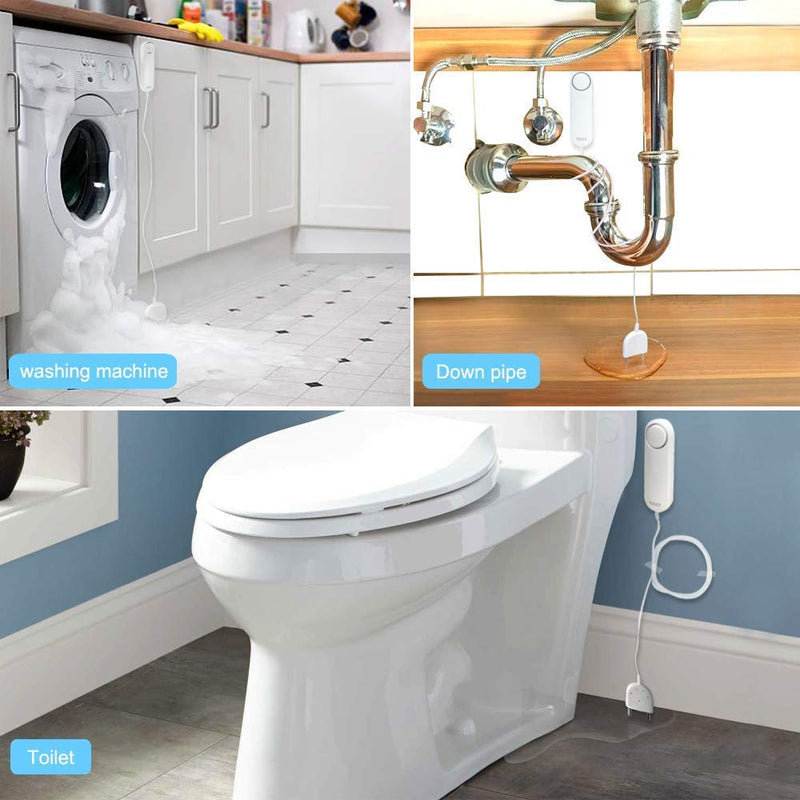 Water Alarm Sensor with 60dB Loud Sound WiFi Leak Detector, Overflow Leak Alarm, Remote Monitoring leaker for Water Heater Basement Sewage Pump, TUYA/Smart Life APP Notification 60 Decibel Alarm Sound
