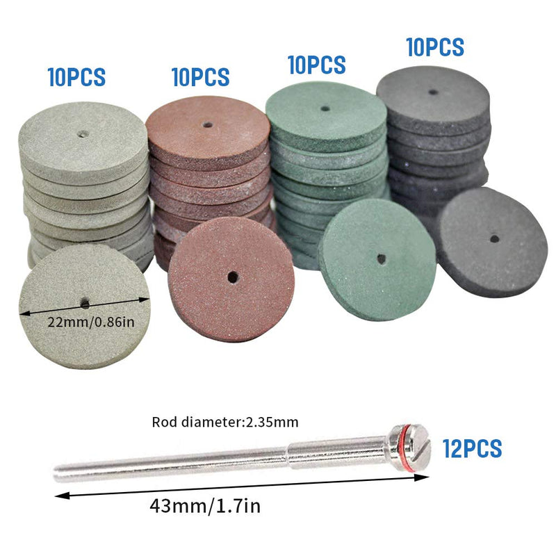SaferCCTV 7/8" 40pcs Silicone Polishing Pads Assortment 12pcs Mandrel Shank Perfect for Rotary Handpieces Dremel Rotary Tool 52pcs