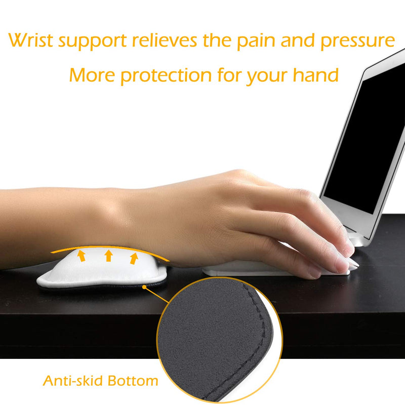 ProElife Soft Mouse Wrist Support Pad Hand Rest Cushion Waterproof PU Leather Wrist Pillow Mat Pain Relief for Home Office School Gaming Computer Laptop Mouse, 6.88 x 3.23 inch (White) White