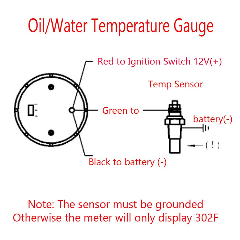 ESUPPORT Car 2" 52mm Digital Water Temp Gauge Blue LED Fahrenheit F Water Temp F Gauge