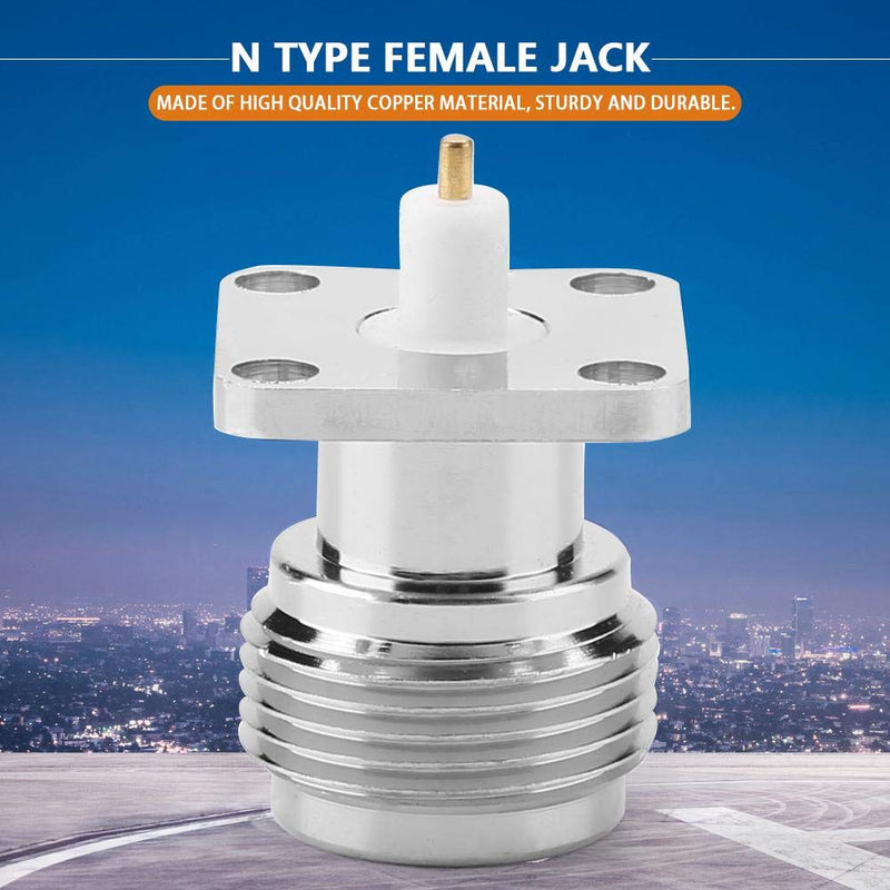 2Pcs N KFD 5â€‚N Female Jack RF Coaxial Chassis Coax Connector Square Socket Panel Mount with Flange 17.5 x 17.5