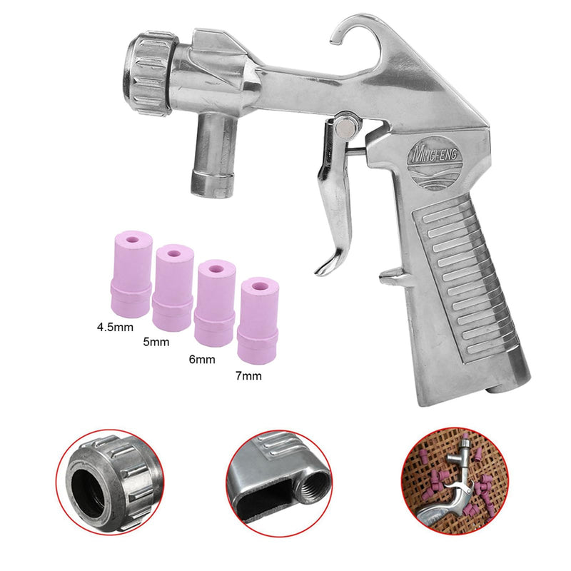 Sandblasting gun, compressed air gun, air blow gun with 4 pieces ceramic nozzle kit for sandblasting