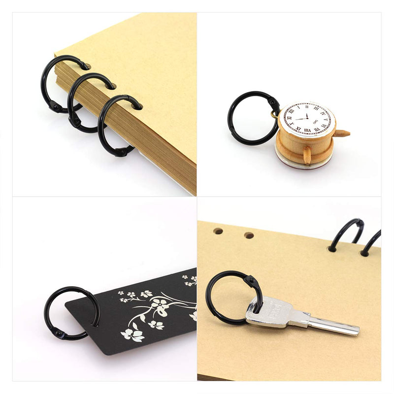 Lind Kitchen 50pcs 1" Black Book Ring Metal Loose Leaf Book Binder Hinged Buckle Rings Scrapbook Sketchbook Craft Photo Album DIY Binding Ring 25.4mm