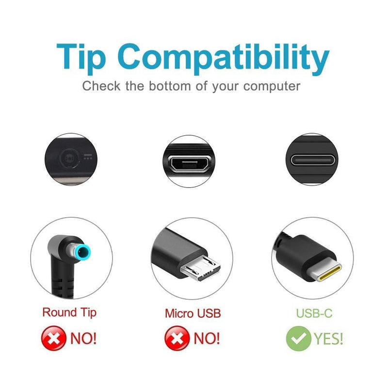 45W Chromebook USB C Charger Fit for HP Lenovo Acer Samsung Dell Asus Chromebook Type-C Series Laptop