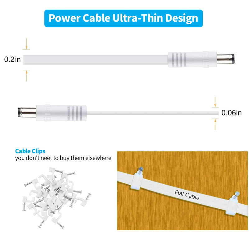 [2020 Newest]Tonton 2Pack 20Ft 6M DC Power Extension Cable 2.1mm x 5.5mm Compatible with 12V DC Adapter Cord for CCTV Security IP Camera, LED, Light Strip