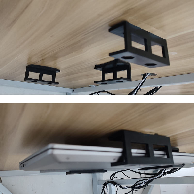PIAOLGYI 6 Pcs Under Desk Laptop Holder Mount with Screw,Under Desk Laptop Mount Bracket,Add On Under Table Laptop/Keyboard Storageï¼ˆ6 Pcsï¼‰