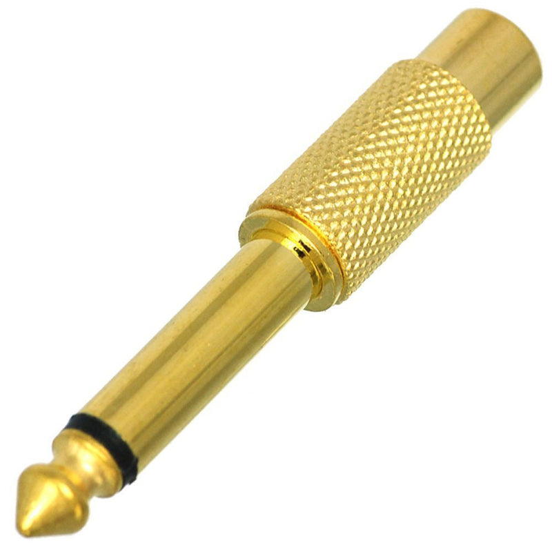 CESS 6.35mm 1/4inch Male Mono Plug to RCA Female Audio Adapter Connector - 6.35mm Mono Male to RCA Female (LW) (10 Pack)