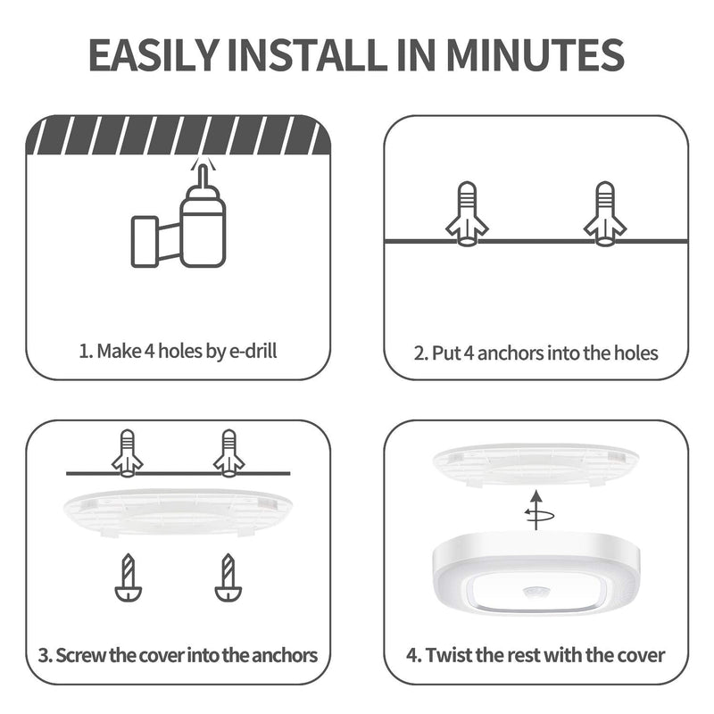 Motion Sensor LED Ceiling Light Battery Operated, WhitePoplar Wireless Motion Sensing Activated LED Light 300LM White Indoor for Closet Cabinet Stairs Kitchen Laundry Bedroom Basement Garage Hallway Cool White