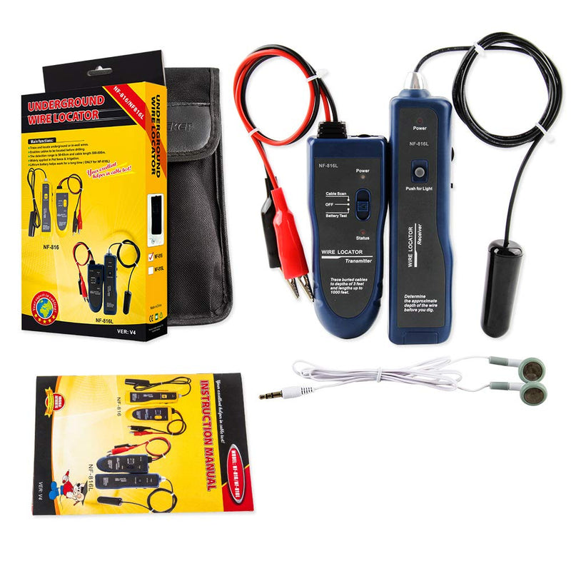 Underground Wire Locator Upgrade, RockyMars Cable Tester with Rechargeable 1100mAh Battery for Invisible Fence for Dogs, Circuit Breaker Finder, Electric Fence Wire Tracer, Wire Break Locator, etc. Detect Cabel Wire Invisible Fence Break Undergroud