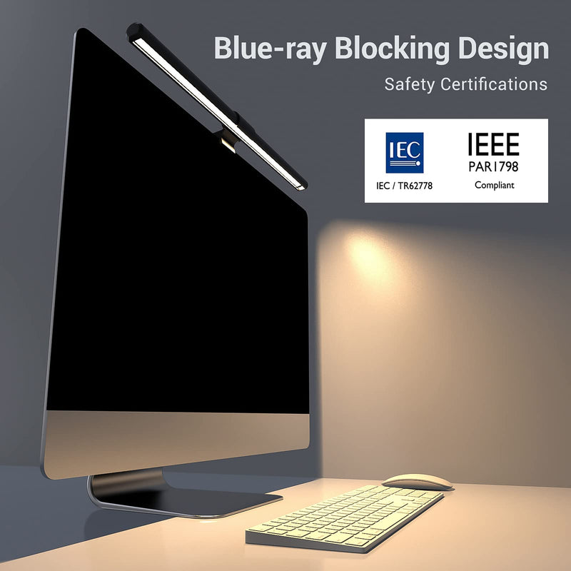 Quntis Computer Monitor Lamp, Screen Monitor Light Bar for Eye Caring, e-Reading LED Task Lamp with Auto-Dimming, Dimmable Lamp Bar, Touch Control, No Screen Glare Space Saving Home Office Desk Lamps