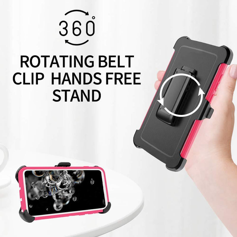 Szfirstey Case with Belt-Clip Holster for Galaxy S21 Drop Full Body Rugged Shock Dust Proof 3-Layer Military Protective Tough Durable Phone Cover Heavy Duty for Samsung S21 (Hot Pink/White) Hot Pink/White