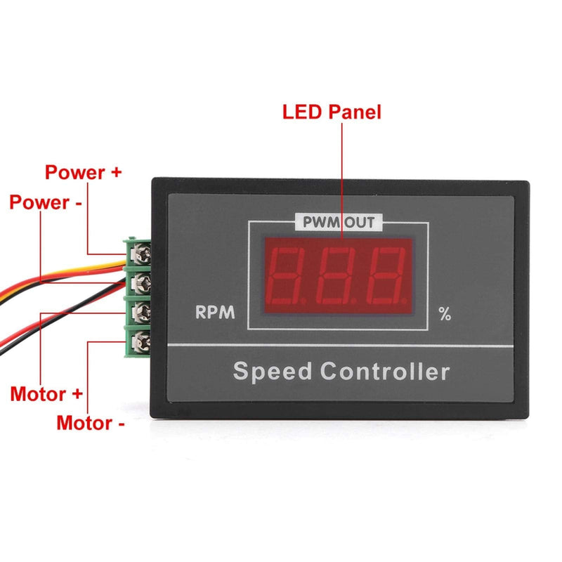 Speed controller, DC 6-60V 12V 24V 36V 48V 30A PWM DC motor speed controller with short-term start stop switch and digital display